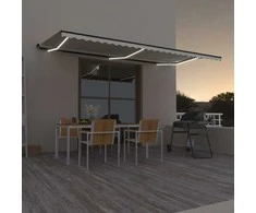 Rankiniu būdu ištraukiama markizė su LED, kreminė, 600x350cm