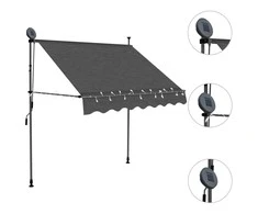 Rankiniu būdu ištraukiama markizė su LED, antracito, 100cm