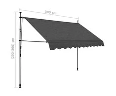Rankiniu būdu ištraukiama markizė su LED, antracito, 300cm