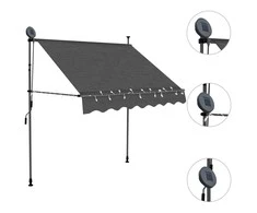 Rankiniu būdu ištraukiama markizė su LED, antracito, 200cm