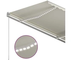 Rankiniu būdu ištraukiama markizė su LED, kreminė, 300x250cm