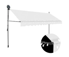 Rankiniu būdu ištraukiama markizė su LED, kreminė, 350cm