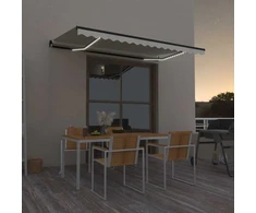 Rankiniu būdu ištraukiama markizė su LED, kreminė, 400x350cm