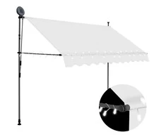 Rankiniu būdu ištraukiama markizė su LED, kreminė, 300cm