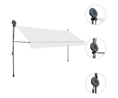 Rankiniu būdu ištraukiama markizė su LED, kreminė, 350cm