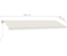 Rankiniu būdu ištraukiama markizė su LED, kreminė, 600x350cm