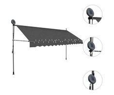 Rankiniu būdu ištraukiama markizė su LED, antracito, 350cm