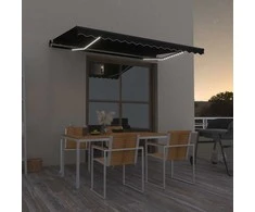 Rankiniu būdu ištraukiama markizė su LED, antracito, 400x350cm