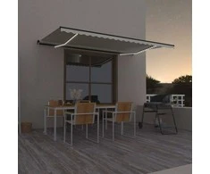Rankiniu būdu ištraukiama markizė su LED, kreminė, 500x300cm
