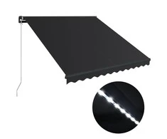 Rankiniu būdu ištraukiama markizė su LED, antracito, 350x250cm