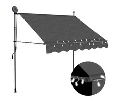 Rankiniu būdu ištraukiama markizė su LED, antracito, 150cm