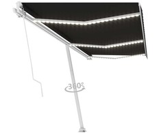 Rankiniu būdu ištraukiama markizė su LED, antracito, 600x300cm