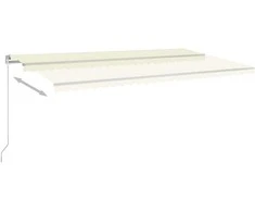 Rankiniu būdu ištraukiama markizė su LED, kreminė, 600x350cm