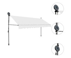 Rankiniu būdu ištraukiama markizė su LED, kreminė, 400cm