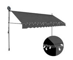 Rankiniu būdu ištraukiama markizė su LED, antracito, 400cm