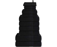 Rankšluostis Rankšluosčių rinkinys, 12vnt., juodi, 100% medvilnė, 360g/m²