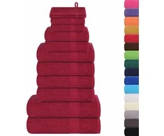 Rankšluostis Rankšluosčių rinkinys, 12vnt., raudoni, 100% medvilnė, 360g/m²