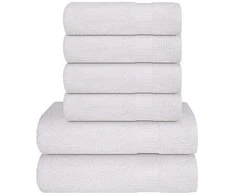 Rankšluostis Rankšluosčių rinkinys, 6vnt., balti, 100% medvilnė, 360g/m²