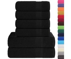 Rankšluostis Rankšluosčių rinkinys, 6vnt., juodi, 100% medvilnė, 600g/m²