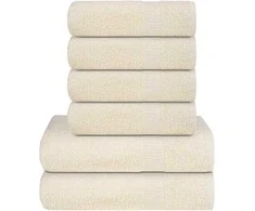 Rankšluostis Rankšluosčių rinkinys, 6vnt., kreminiai, 100% medvilnė, 360g/m²