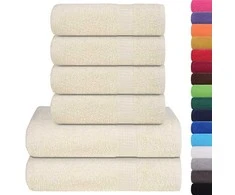Rankšluostis Rankšluosčių rinkinys, 6vnt., kreminiai, 100% medvilnė, 360g/m²