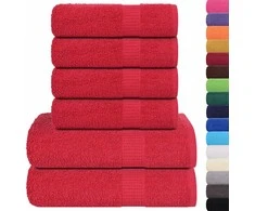 Rankšluostis Rankšluosčių rinkinys, 6vnt., raudoni, 100% medvilnė, 600g/m²