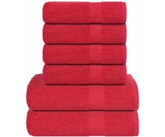 Rankšluostis Rankšluosčių rinkinys, 6vnt., raudoni, 100% medvilnė, 600g/m²