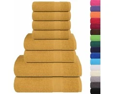 Rankšluostis Rankšluosčių rinkinys, 8vnt., auksiniai, 100% medvilnė, 360g/m²