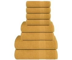 Rankšluostis Rankšluosčių rinkinys, 8vnt., auksiniai, 100% medvilnė, 360g/m²