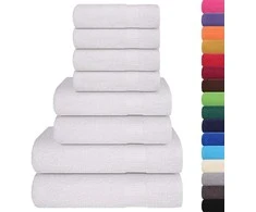 Rankšluostis Rankšluosčių rinkinys, 8vnt., balti, 100% medvilnė, 360g/m²