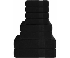 Rankšluostis Rankšluosčių rinkinys, 8vnt., juodi, 100% medvilnė, 360g/m²