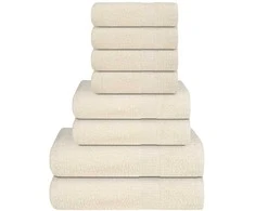 Rankšluostis Rankšluosčių rinkinys, 8vnt., kreminiai, 100% medvilnė, 360g/m²