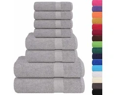 Rankšluostis Rankšluosčių rinkinys, 8vnt., pilki, 100% medvilnė, 360g/m²