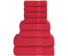 Rankšluostis Rankšluosčių rinkinys, 8vnt., raudoni, 100% medvilnė, 360g/m²