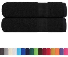 Rankšluostis Rankšluosčiai vonios kambariui, FROGN, 2 vnt., juodi, 100x150 cm, 360 g/m²