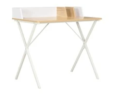 Rašomasis stalas, baltos ir natūralios spalvos, 80x50x84cm