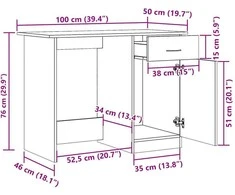 Rašomasis stalas, medienos, 100x50x76cm, apdirbta mediena