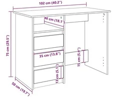 Rašomasis stalas, medienos, 102x50x75cm, apdirbta mediena