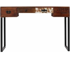 Rašomasis stalas, rausv. dalb. med. ir tikra oda, 117x50x76cm