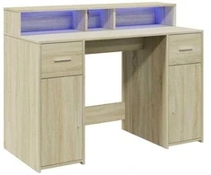 Rašomasis stalas su LED apšvietimu, ąžuolo, 97x45x90cm, mediena