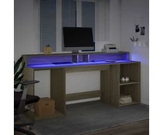 Rašomasis stalas su LED apšvietimu, ąžuolo, 200x55x91cm