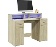 Rašomasis stalas su LED apšvietimu, ąžuolo, 97x45x90cm, mediena