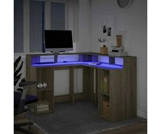 Rašomasis stalas su LED apšvietimu, ąžuolo, 130x130x91cm
