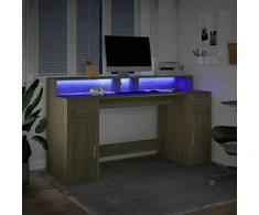 Rašomasis stalas su LED apšvietimu, ąžuolo, 160x55x91cm