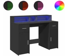 Rašomasis stalas su LED apšvietimu, juodas, 120x55x91cm
