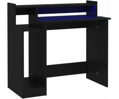Rašomasis stalas su LED apšvietimu, juodas, 97x45x90cm, mediena