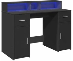 Rašomasis stalas su LED apšvietimu, juodas, 120x55x91cm