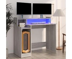 Rašomasis stalas su LED, pilkas ąžuolo, 97x45x90cm, mediena