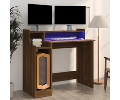 Rašomasis stalas su LED, rudas ąžuolo, 97x45x90cm, mediena