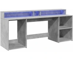 Rašomasis stalas su LED, betono pilkas, 200x55x91cm, mediena